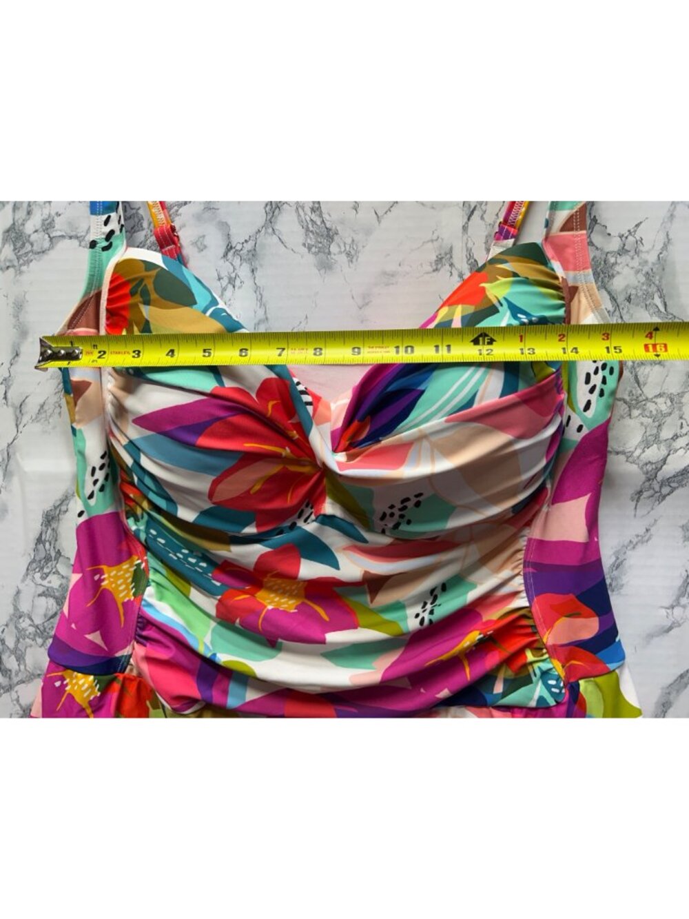 Liz Claiborne Size 22W Swim Dress With Ruched Bust & Adjustable Straps Floral - Picture 5 of 10